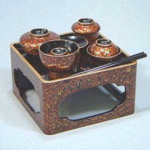 処分価格　御膳　6枚　漆器　会津塗り 会津塗仏膳椀 玉虫 6.0号 <メーカーお取り寄せ品> : 創業文政五