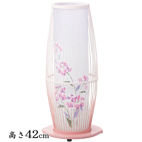 お盆提灯・なごみあかり・京竹　桜色（高さ42cm 幅20cm 奥行17cm)
