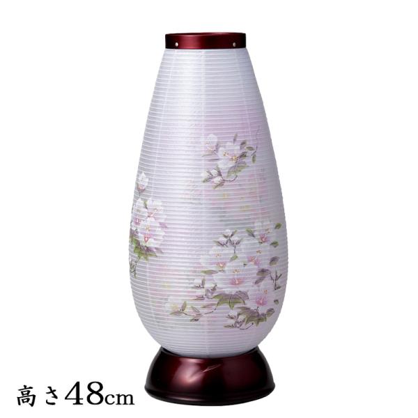 お盆　提灯 モダン 愁霊灯　宝珠灯 ワインレッド ７色LED球付（高さ48cm　径20cm）送料無料