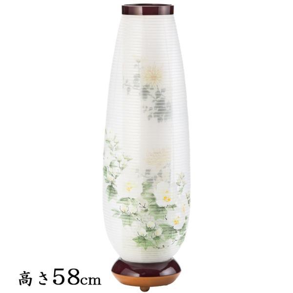 盆提灯 モダン 愁霊灯 しずく　絹二重　茶　７色LED球付　送料無料（高さ58cm　径18cm）