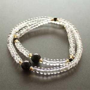 腕輪数珠（念珠）　水晶１０８玉 ブラックオニキス・ジェット仕立｜butudan