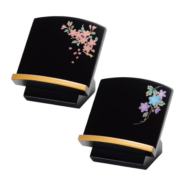 仏具 過去帳台 座り見台 黒(フチ金) 蒔絵 鉄仙・桜 3.0寸~3.5寸 過去帳立