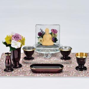 仏具セット フラン 切子ガラス6点セット レッド ガラス モダン 仏具