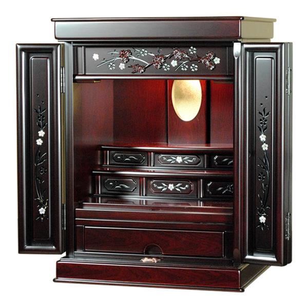 モダン仏壇【伝統型仏壇：和モダン・新 夕凪（ゆうなぎ）艶あり紫檀調　23号　】小型仏壇　家具調仏壇　...