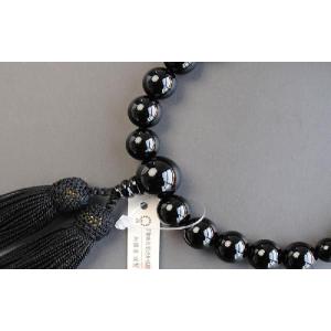 京都数珠製造卸組合・男性用数珠・ブラックオニキス・正絹頭房付｜butudanya