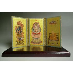 掛軸、掛け軸、三つ折りご本尊真言宗、サイズ中 : 仏壇・位牌・仏像