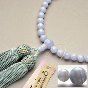 京都数珠製造卸組合・女性用数珠・カルセドニー・正絹頭房付｜butudanya
