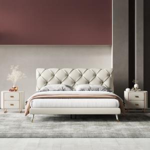 DXラグジュアリーベッド クイーンサイズ ソフトレザー デザイナーズ