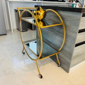 ワゴン ガラス ゴールド トロリー 給仕 クラシカルスタイル