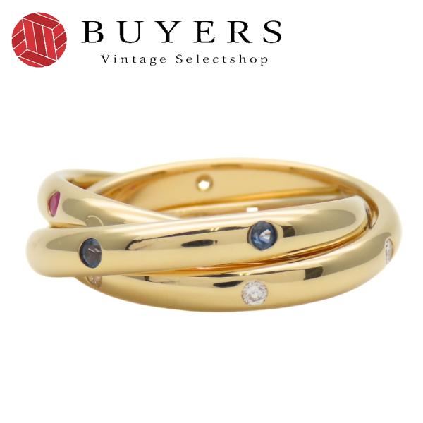 中古 カルティエ リング 指輪 トリニティ 3連 コンステレーション 50 K18YG ダイヤモンド...