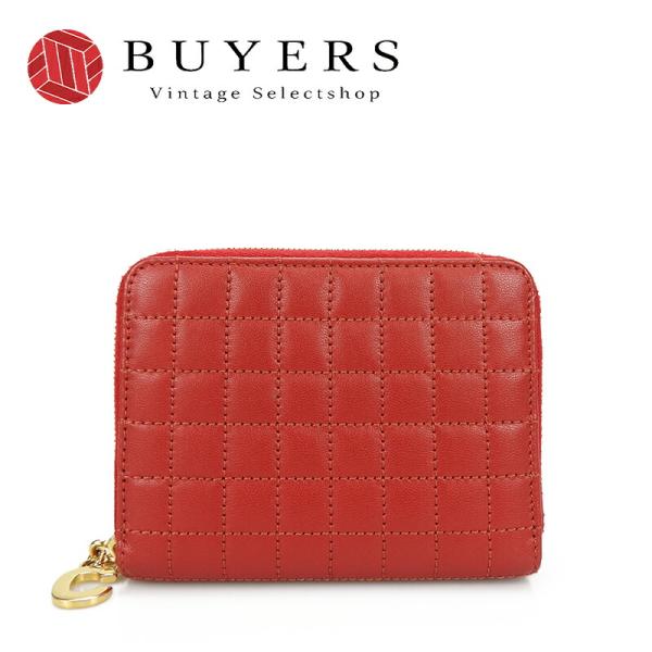 中古 セリーヌ カードケース Cチャーム 10B663BFL レザー レッド - コンパクトウォレッ...