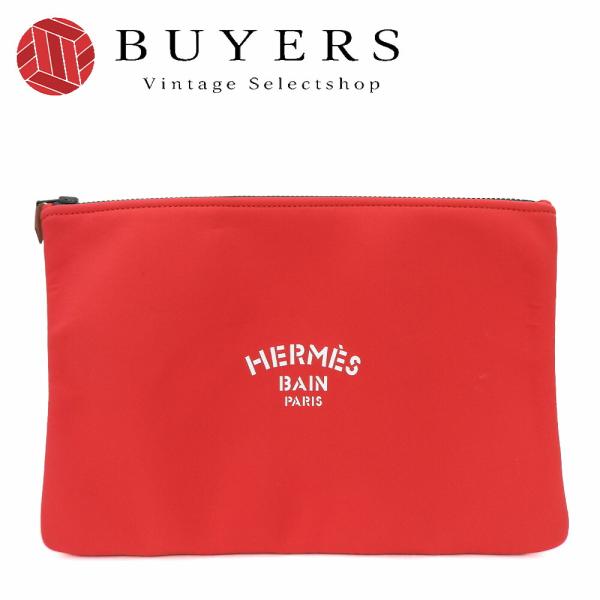 中古 エルメス ポーチ ネオバンGM ポリアミド80%/エラスタン20% レッド - クラッチバッグ...