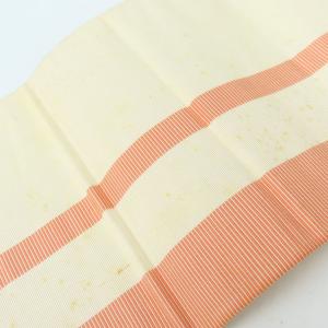 中古 半幅帯 正絹 アイボリー ピンク リバー...の詳細画像5