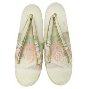 中古 草履 ホワイト マルチカラー 和装小物 ...の詳細画像1