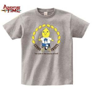 LINE登録で300円クーポン アドベンチャータイム Tシャツ レディース(M) レモンスウィーツ グレー Adventure Time｜buyersnetclub