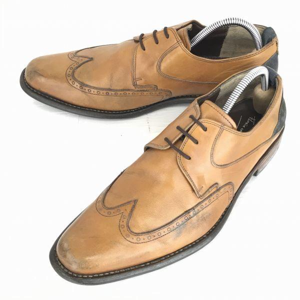 FLORIS　ヴァンボメル★本革/グッドイヤー製法/ウイングチップ【26.5/キャメル】ドレスシュー...