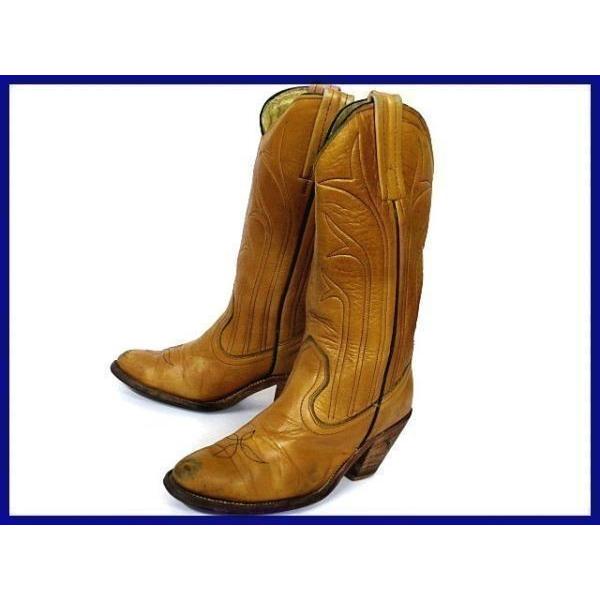 80s-90s?USA製ビンテージ★FRYEフライ【5.5B/22.0-22.5/茶】ウエスタン/ペ...