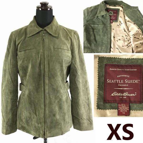 エディーバウアー　SEATTLE SUEDE　本革/スエードレザージャケット【レディースXS/オリー...