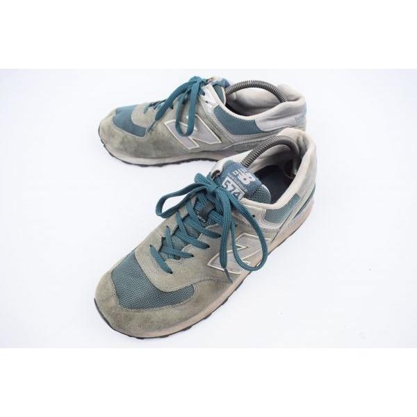 New balance★574【28.0/灰×緑】スエード加工/ローカットスニーカー/ニューバランス...