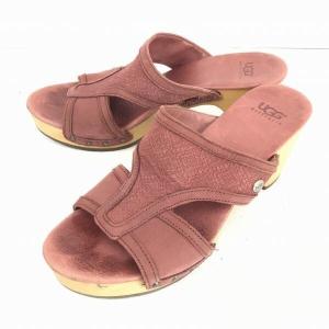UGG australia★レザー/厚底サンダル/ヒール【24.0/USA7/レディース/ピンク】アグ◆Q-14
