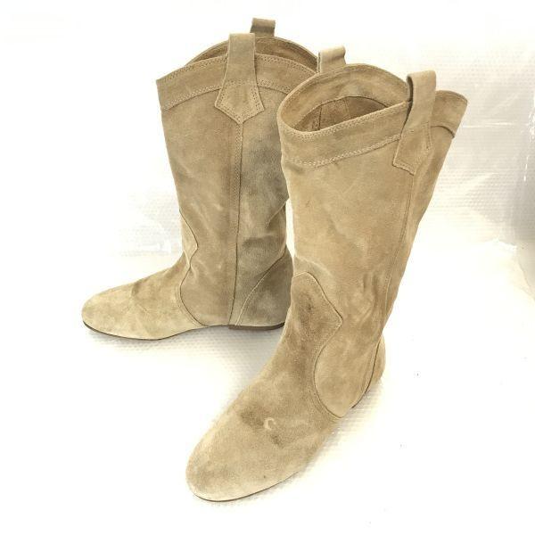 Made in Italy★スエード本革/オールレザー/ウエスタン/ペコスブーツ【36/22.5〜2...