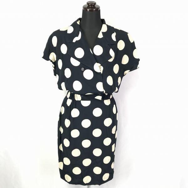 試着交換OK！80sビンテージ/イタリア製★FENDI 365ライン★ドット柄/シルキーワンピース【...