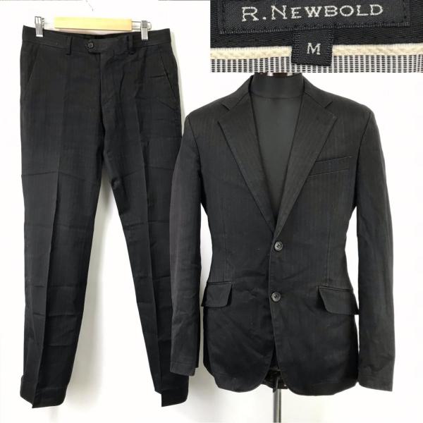 R.NEWBOLD【アールニューボールド】 スーツセットアップ【メンズ上下M/黒/black/薄いス...