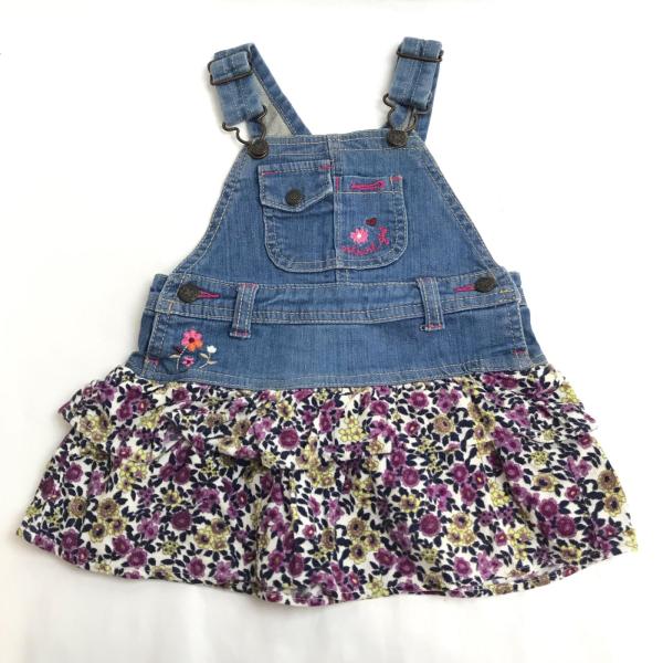 OSHKOSH【オシュコシュ】 ジャンパースカート【80/青系/青/花柄/デニム生地】女の子/ski...