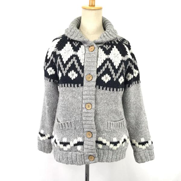 earth music&amp;ecology【アース★カウチンニット風カーディガン【レディースL/グレー/...