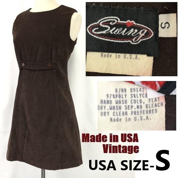 80s-90s?/USA製/Vintage★Swing★起毛スエード調/ノースリーブ/ワンピース【U...