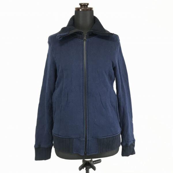 日本製★Upscape Audience★リブニット/ハイネックブルゾン【16/メンズS程度/ネイビ...