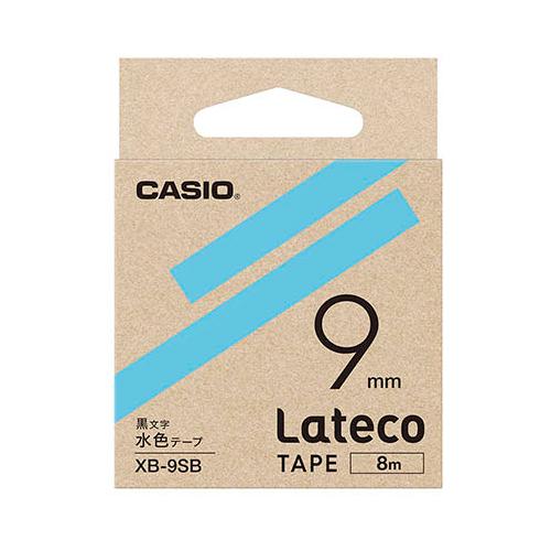 カシオ計算機 Lateco 詰め替え用テープ 9mm 水色テープ 黒文字 XB-9SB