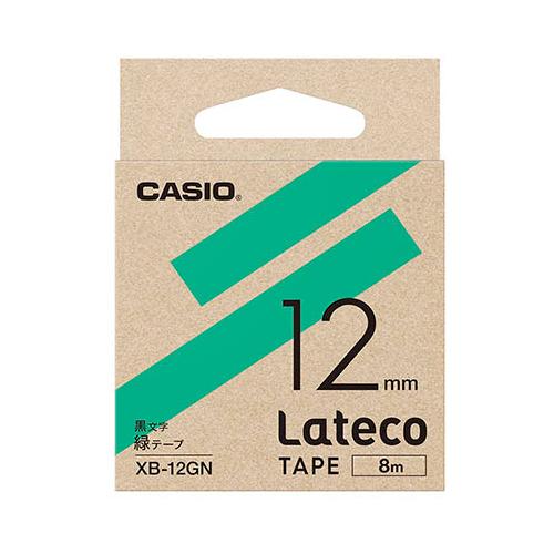 カシオ計算機 Lateco 詰め替え用テープ 12mm 緑テープ 黒文字 XB-12GN