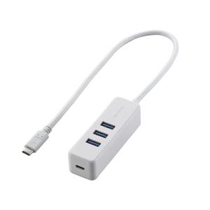 エレコム USB Type C ハブ/USB3.1(Gen1)/USB-Aメス3ポート/PD対応Type-C1ポート/ケーブル30cm/ホワ｜buzzfurniture