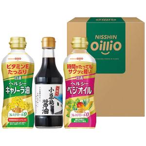 日清オイリオ 日清ヘルシーオイル&小豆島醤油ギフト ヘルシーキャノーラ油ヘルシーベジオイル各350g小豆島醤油300ml各1本 7885の商品画像