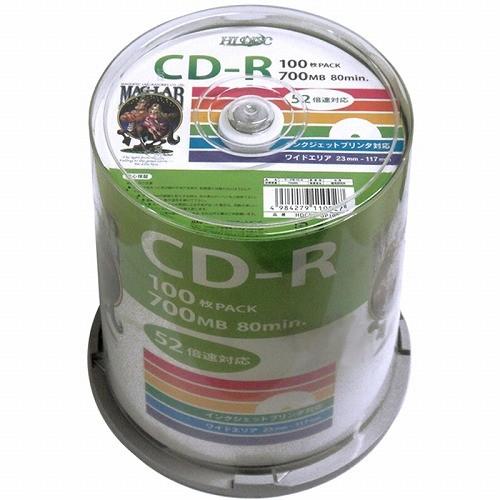 HI DISC CD-R 700MB 100枚スピンドル データ用 52倍速対応 白ワイドプリンタブ...