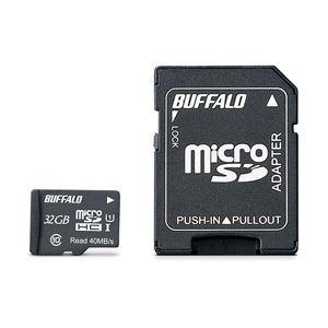 バッファロー UHS-I Class1 microSDHCカード SD変換アダプター付 32GB R...