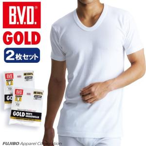 BVD  2枚セット U首半袖Tシャツ GOLD LL B.V.D. メンズインナー 綿100％  bvd メンズ 肌着｜bvd