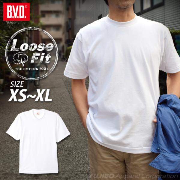 【Web限定】Tシャツ 綿100％ ルーズフィット クルーネックTシャツ by BVD （XSSML...