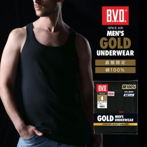 bvd BVD GOLD タンクトップ ランニング 単品 ブラック 黒 TOUGH NECK 綿100％ （MLLL） インナー メンズ 下着 肌着 無地 男性 コットン GF025｜bvd