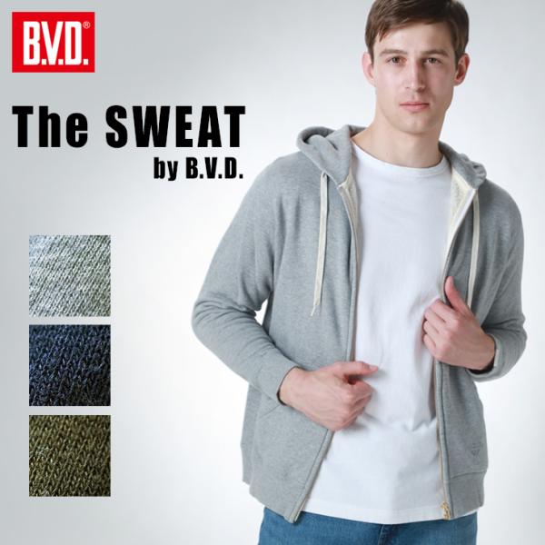 bvd日本製 吊裏毛フルジップパーカー 綿100％ 長袖（MLXL） メンズ ビンテージ アメカジ ...