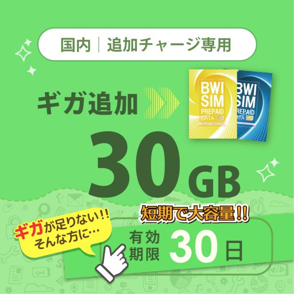【発送なし/完了後メール報告】日本国内30GB/30日データリチャージ【docomoMVNO物理SI...