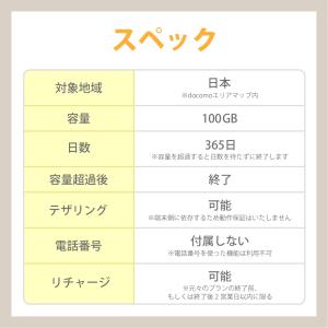 チャージ可能!【送料無料】100GB/365日...の詳細画像1