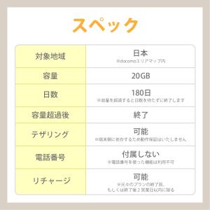 チャージ可能!【送料無料】20GB/180日 ...の詳細画像1