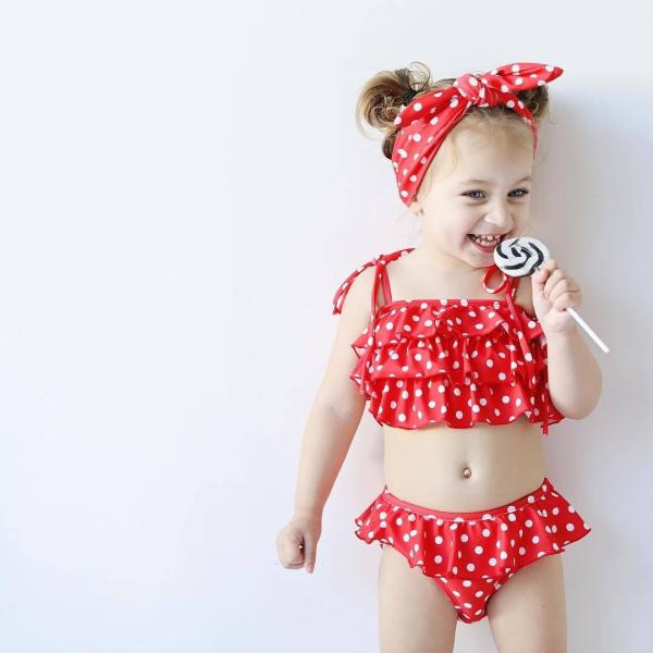 水着 女の子 ビキニ ドット柄 水玉 ベビー キッズ 子供 水遊び かわいい 100 110 120