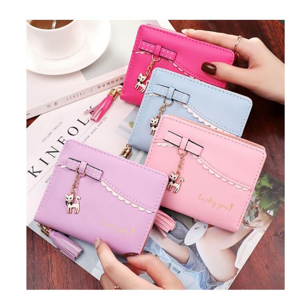 財布 二つ折り 猫 子供 女子 女の子 キッズ 小学生 中学生 高校生 レディース  かわいい おし...