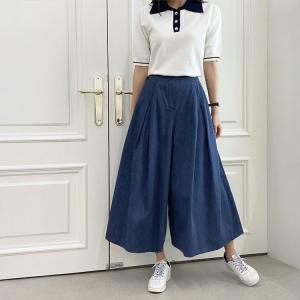 デニムワイドパンツ スカーチョ レディース ガ...の詳細画像3