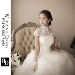 レースハイネックプリンセスライン ウェディングドレス