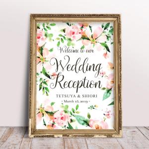 A3 ウェルカムボード ポスター ピンクフラワー  結婚式