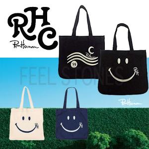 新色入荷RonHerman（ロンハーマン）スマイル トート キャンバストートバッグ 刺繍ロゴ入り ニコちゃん トートバッグ